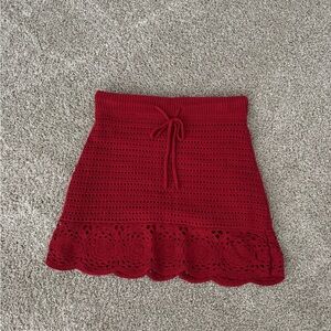 Universal Thread Red A-Line Crochet Skirt